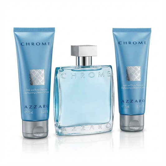 AZZARO_SET CHROME 3 PCS 100 ML + 75 ML BODY + 75 SHAMPOO M